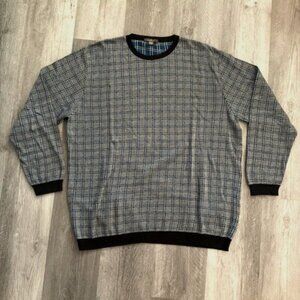 Ermenegildo Zegna Knit Cotton Sweater Mens 2XL XXL Plus Gray Black Blue Italy